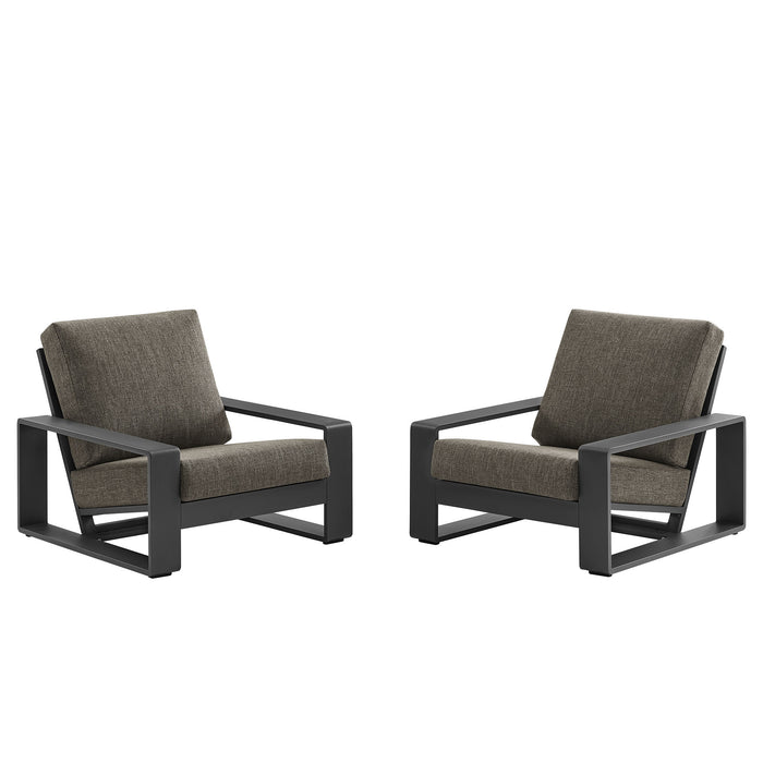 Lirienne Outdoor Patio Aluminum Faux Wood Armchairs Set of 2 by Modway