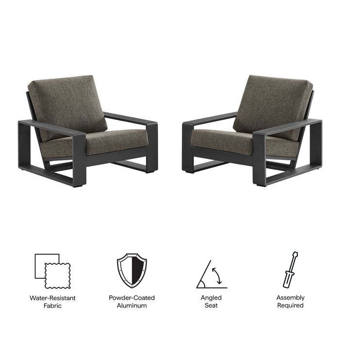 Lirienne Outdoor Patio Aluminum Faux Wood Armchairs Set of 2 by Modway