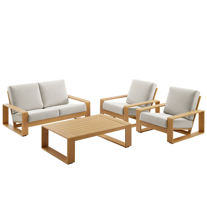 Lirienne 4-Piece Outdoor Patio Aluminum Faux Wood Furniture Set by Modway