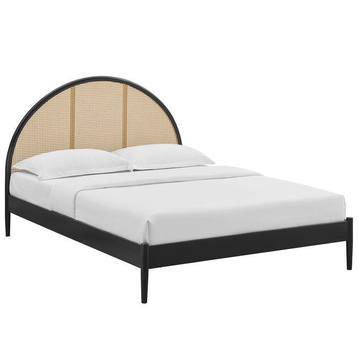 Odette Queen Arched Rattan Cane Platform Bed by Modway