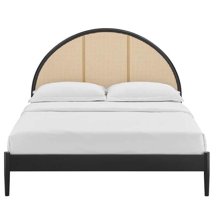 Odette Queen Arched Rattan Cane Platform Bed by Modway