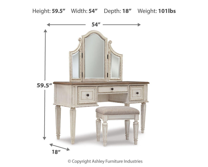 Ashley Express - Realyn Vanity/Mirror/Stool (3/CN) - DecorGalore4U