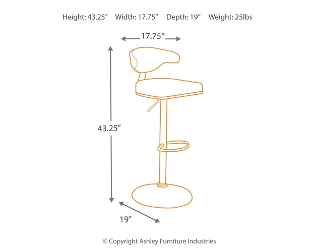 Ashley Express - Bellatier Tall UPH Swivel Barstool(1/CN) DecorGalore4U - Shop Home Decor Online with Free Shipping