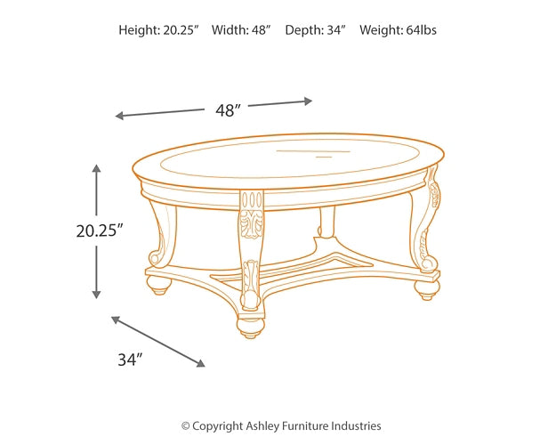 Ashley Express - Norcastle Oval Cocktail Table DecorGalore4U - Shop Home Decor Online with Free Shipping