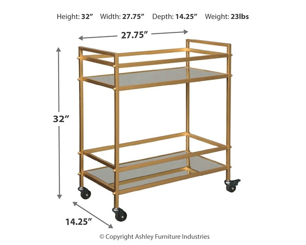 Ashley Express - Kailman Bar Cart DecorGalore4U - Shop Home Decor Online with Free Shipping