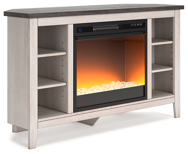 Ashley Express - Dorrinson Corner TV Stand with Electric Fireplace DecorGalore4U - Shop Home Decor Online with Free Shipping