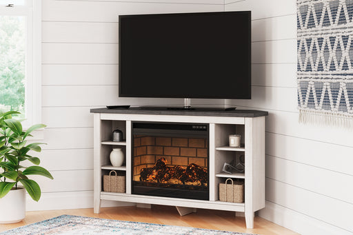 Ashley Express - Dorrinson Corner TV Stand with Electric Fireplace DecorGalore4U - Shop Home Decor Online with Free Shipping